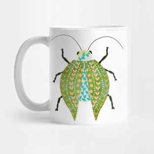 Green Folk Art Beetle Mug